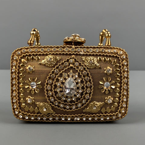 VINTAGE Gold Metallic Rhinestone Mini Bag