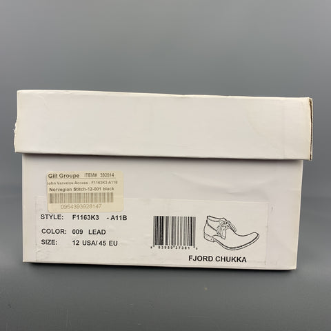 JOHN VARVATOS Talla 12 Botas con cordones de cuero macizo negro con suela de goma