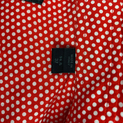 BURBERRY PRORSUM Taille XS Chemise à manches longues boutonnée en coton à pois rouges et blancs