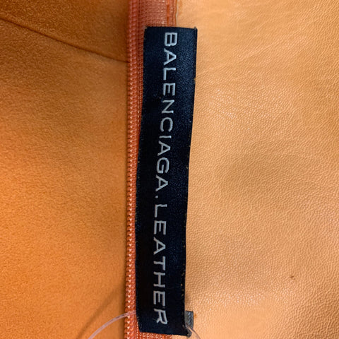 BALENCIAGA Size 8 Orange Suede Sleeveless Dress