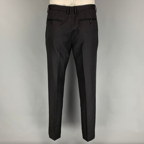 DOLCE & GABBANA Size 42 Black Burgundy Wool Blend 3 Piece Suit