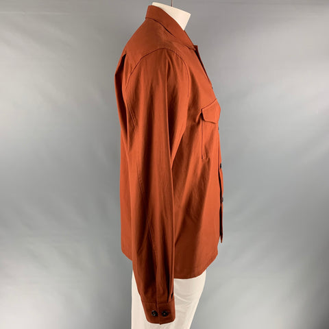 PAUL SMITH Taille L Chemise à manches longues en coton rouille orange