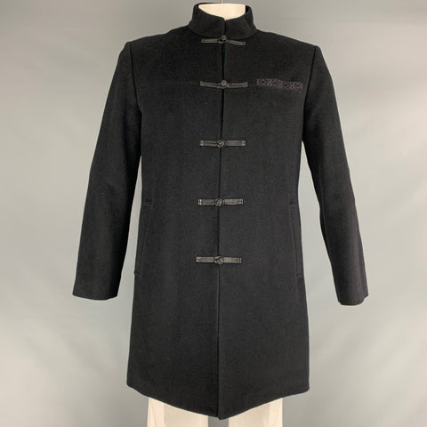 ARTISTIC PALACE Poitrine Taille L Taille L Noir Solide Laine Nehru Col Manteau