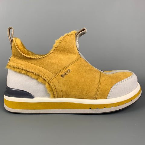 DECKER Size 10 Yellow & Grey Color Block Shearling Slip On Boots