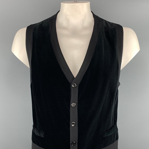 ARMANI COLLEZIONI Chaleco negro tejidos mixtos terciopelo abotonado talla 40