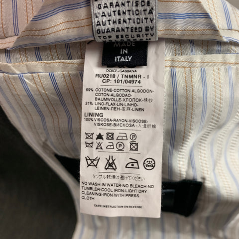 D&G by DOLCE & GABBANA Size 40 Grey Cotton Linen Notch Lapel 3 Piece Suit