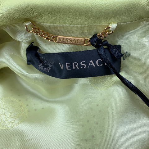 VERSACE Spring 2012 Size 2 Yellow & Gold Studded Leather Biker Jacket