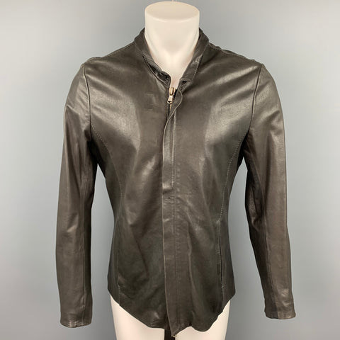 POEME BOHEMIEN Size S Grey Leather Zip Up Jacket