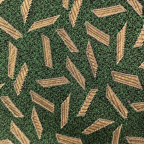 GIANNI VERSACE Green & Beige Geometric Print Silk Tie