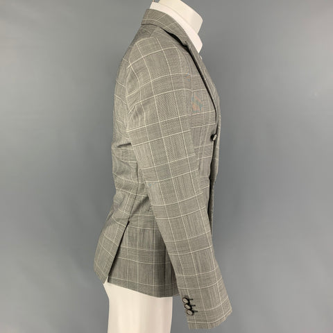 EMPORIO ARMANI Taille 38 Manteau de sport en laine Mohair Glenplaid noir blanc