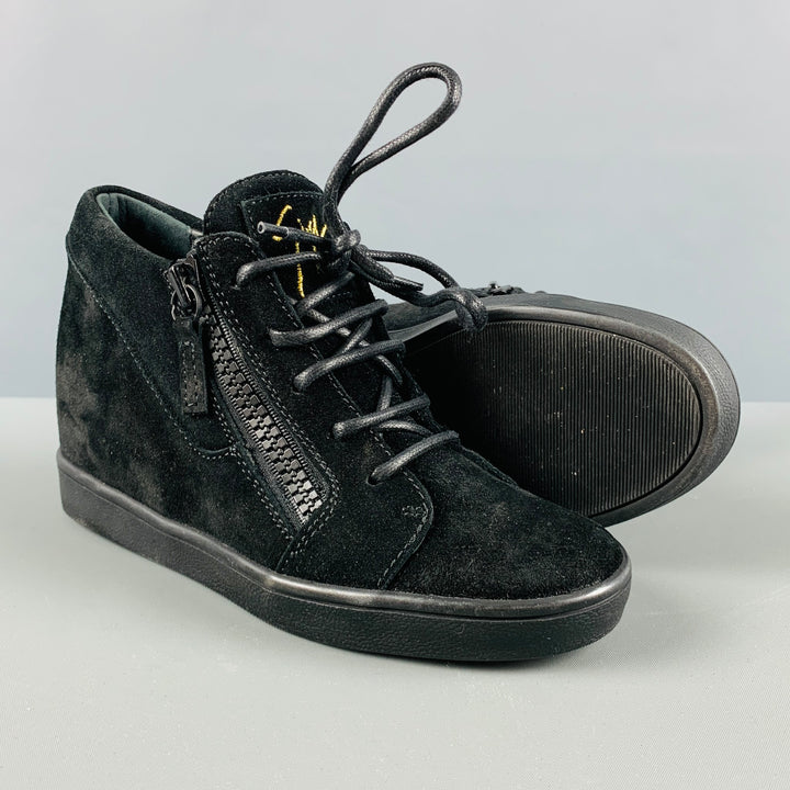 GIUSEPPE ZANOTTI Size 5 Black Suede High Top Sneakers