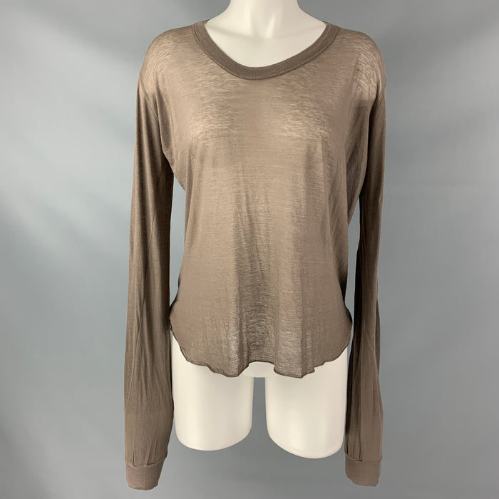 RICK OWENS Dustulator 2006  Taupe Viscose & Silk Long Sleeve T-Shirt
