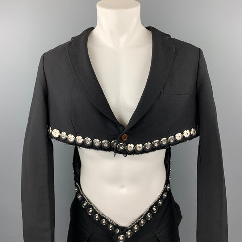 COMME des GARCONS HOMME PLUS Taille M Veste découpée à bouton-pression en polyester noir