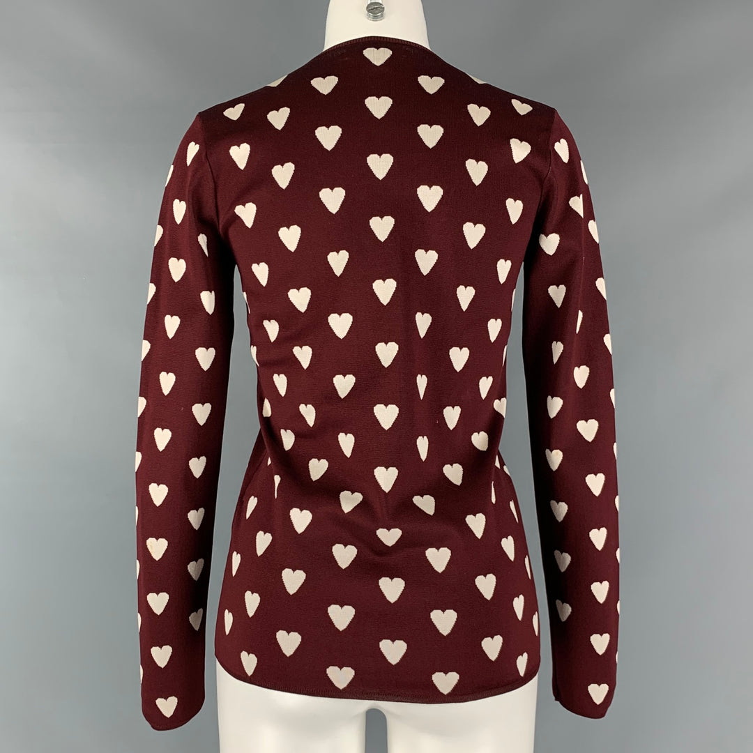 BURBERRY PRORSUM Size S Brown Silk Blend Print V-Neck Sweater