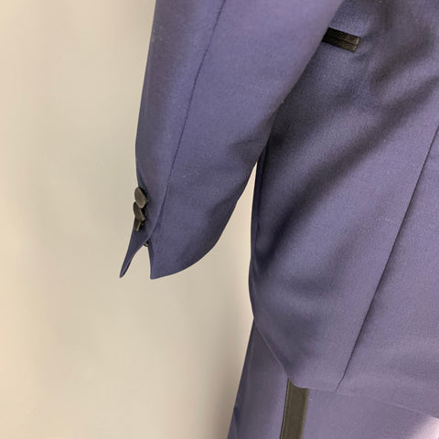 HOLLAND & SHERRY Size 48 Navy Black Shawl Collar Tuxedo Suit
