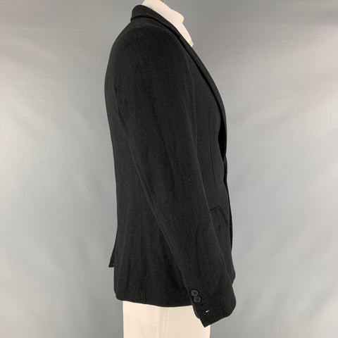 SUPERFINE Taille L Manteau de sport à bouton unique en mélange de polyester noir chatoyant