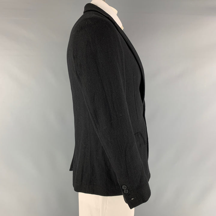 SUPERFINE Size L Black Shimmery Polyester Blend Single Button Sport Coat