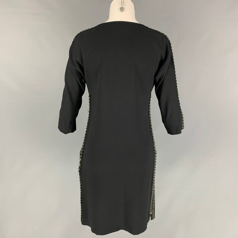 CHLOE Taille M Robe en crêpe et daim noir avec anneaux en métal