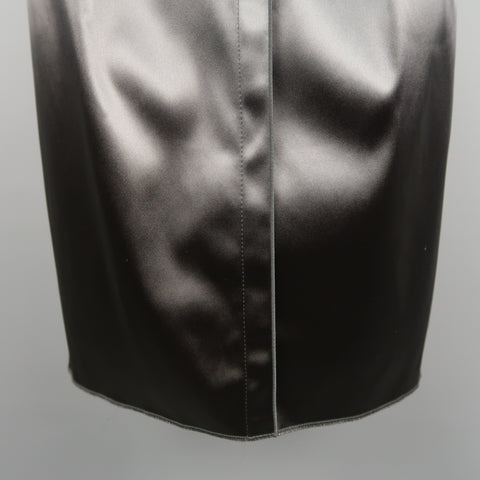 DOLCE & GABBANA Size 4 Gray Stretch Satin Darted Pencil Skirt