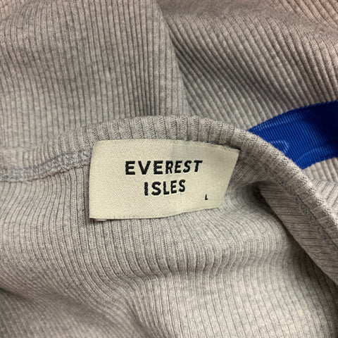 EVEREST ISLES Size L Grey & Blue Ribbed Cotton Bondage Strap Tank Top