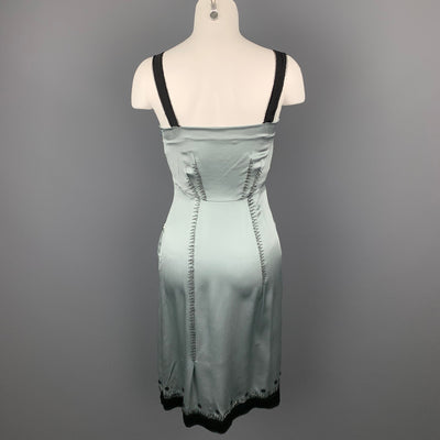 ALBERTA FERRETTI Size 2 Sea Foam Embellishment Silk Shift Dress