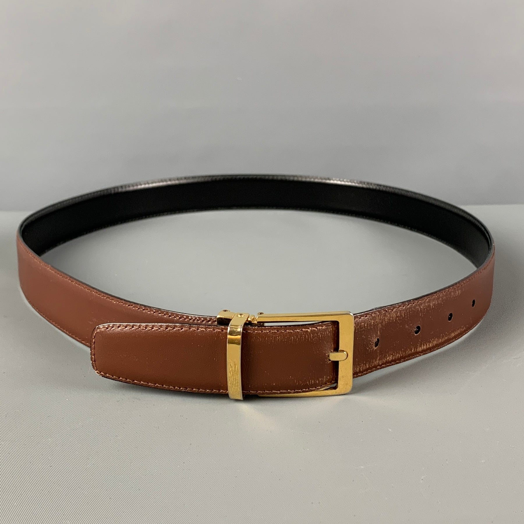 SULKA Size 34 Brown Leather Belt