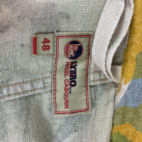 NIGEL CABOURN Size S Green Yellow Camouflage Cotton Linen Jacket