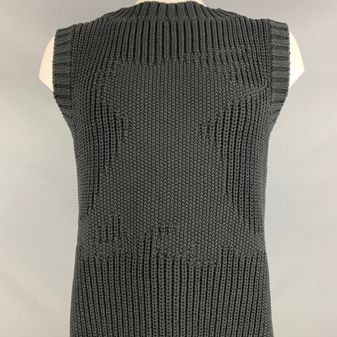 WE 11 DONE Taille L Gilet en grosse maille de coton noir
