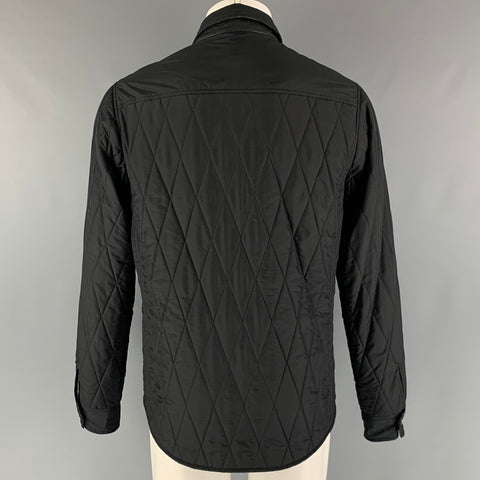 ETRO Size M Black Quilted Nylon Snaps Jacket