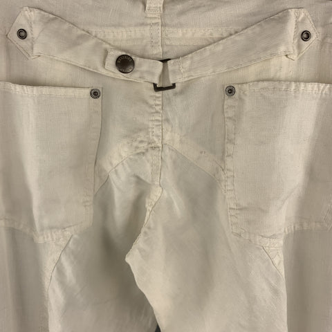 MOSCHINO JEANS Size 32 x 31 White Solid Linen Casual Pants