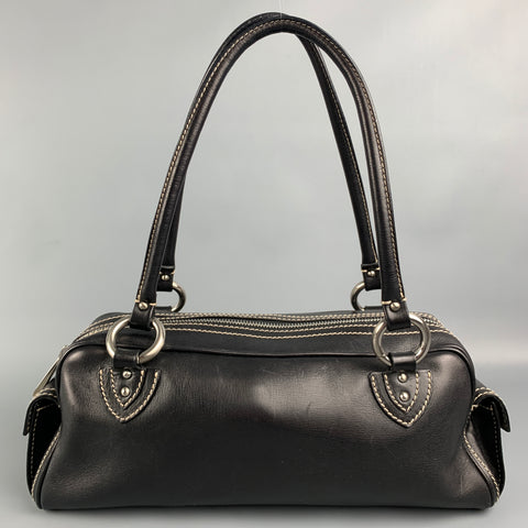 Vintage MARC JACOBS Black Contrast Stitch Leather Satchel Handbag