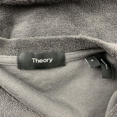 THEORY Size S Dark Gray Terry Textured Crew-Neck T-shirt