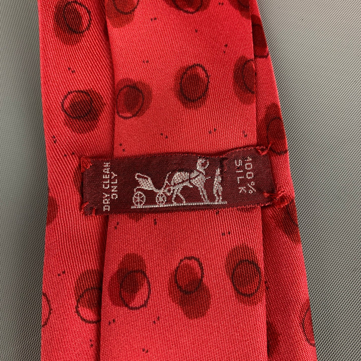 HERMES 5175 IA Red Circles Silk Tie