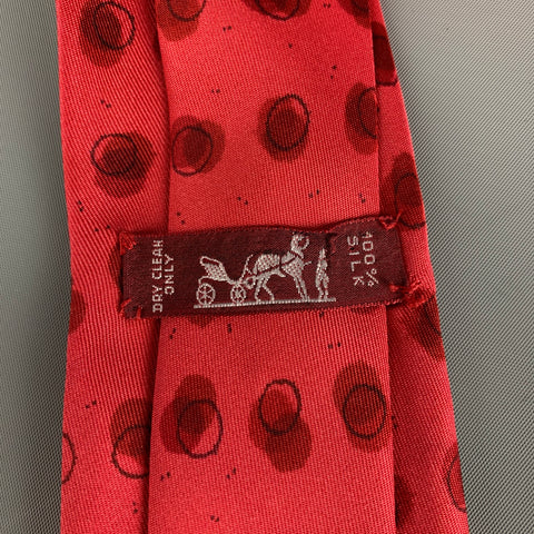 HERMES 5175 IA Red Circles Silk Tie
