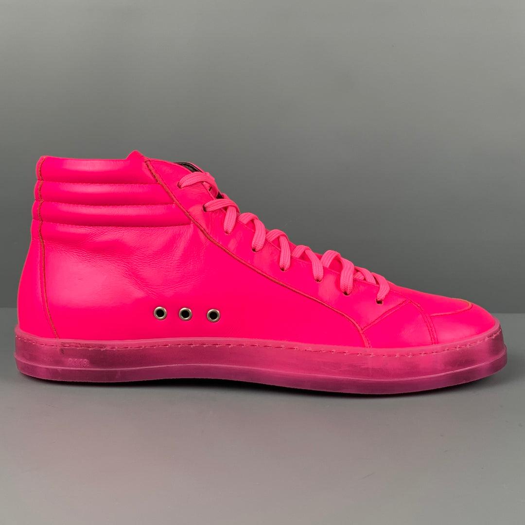 P448 Talla 9 Zapatillas altas de cuero rosa