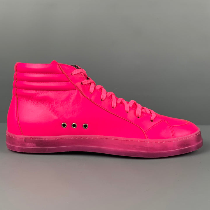 P448 Talla 9 Zapatillas altas de cuero rosa