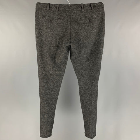 PRADA Size 10 Black White Wool Cotton Heather Flat Front Casual Pants