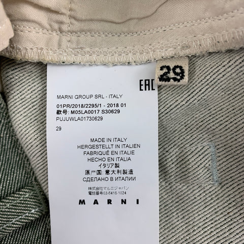 MARNI Size 29 Green Denim Oversized Cropped Jeans
