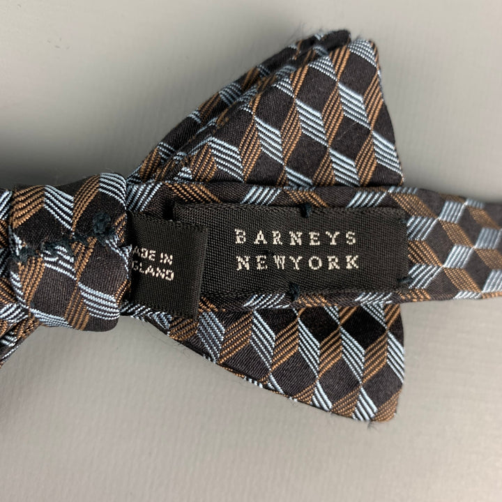 BARNEY'S NEW YORK Blue Black Geometric Silk Bow Tie