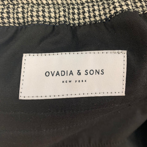 OVADIA & SONS Size 32 Black White Houndstooth Wool Dress Pants
