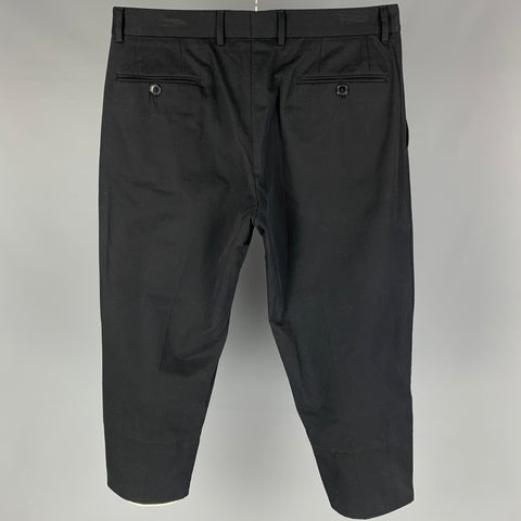 DOLCE & GABBANA Size 34 Black Cotton Pleated Cropped Casual Pants