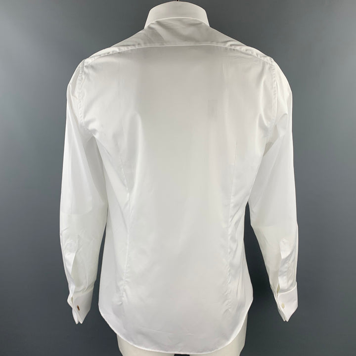 CARUSO for UMAN Size L White Cotton French Cuff Long Sleeve Shirt