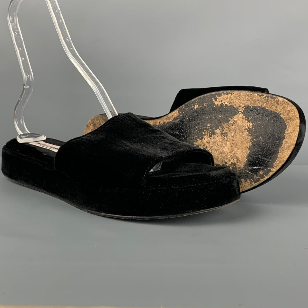DOLCE & GABBANA Size 11 Black Velvet Platform Sandals