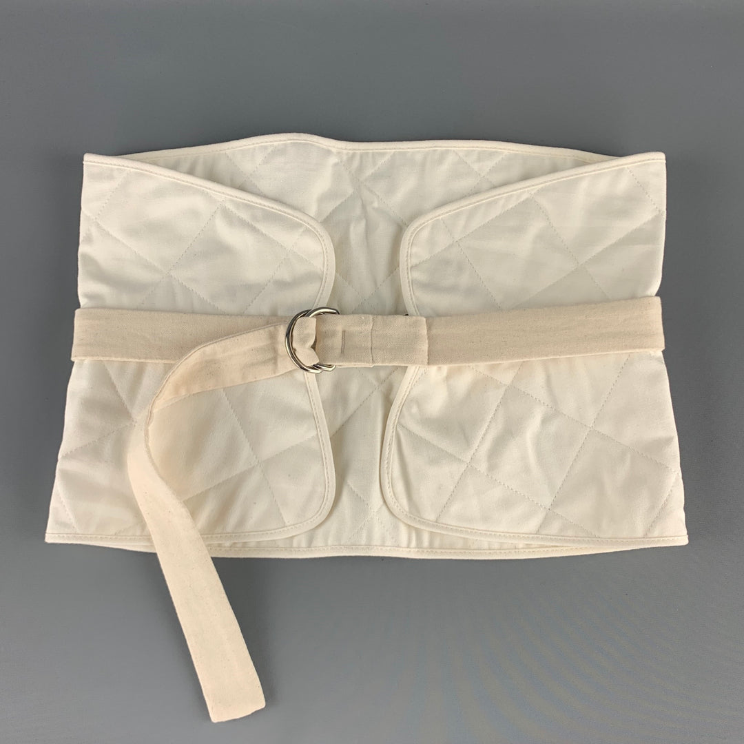 JIL SANDER Resort 2018 Size 2 Cream Quilted Cotton D Loop Corset Belt
