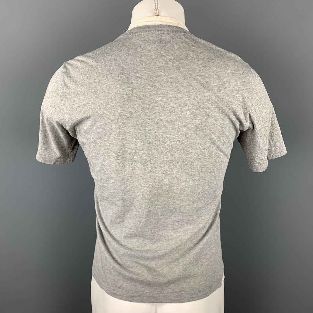 HUSSEIN CHALAYAN Size XS Gray Cotton Buttoned Short Sleeve Shirt