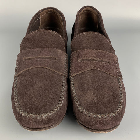 BOTTEGA VENETA Size 10 Brown Suede Penny Loafers