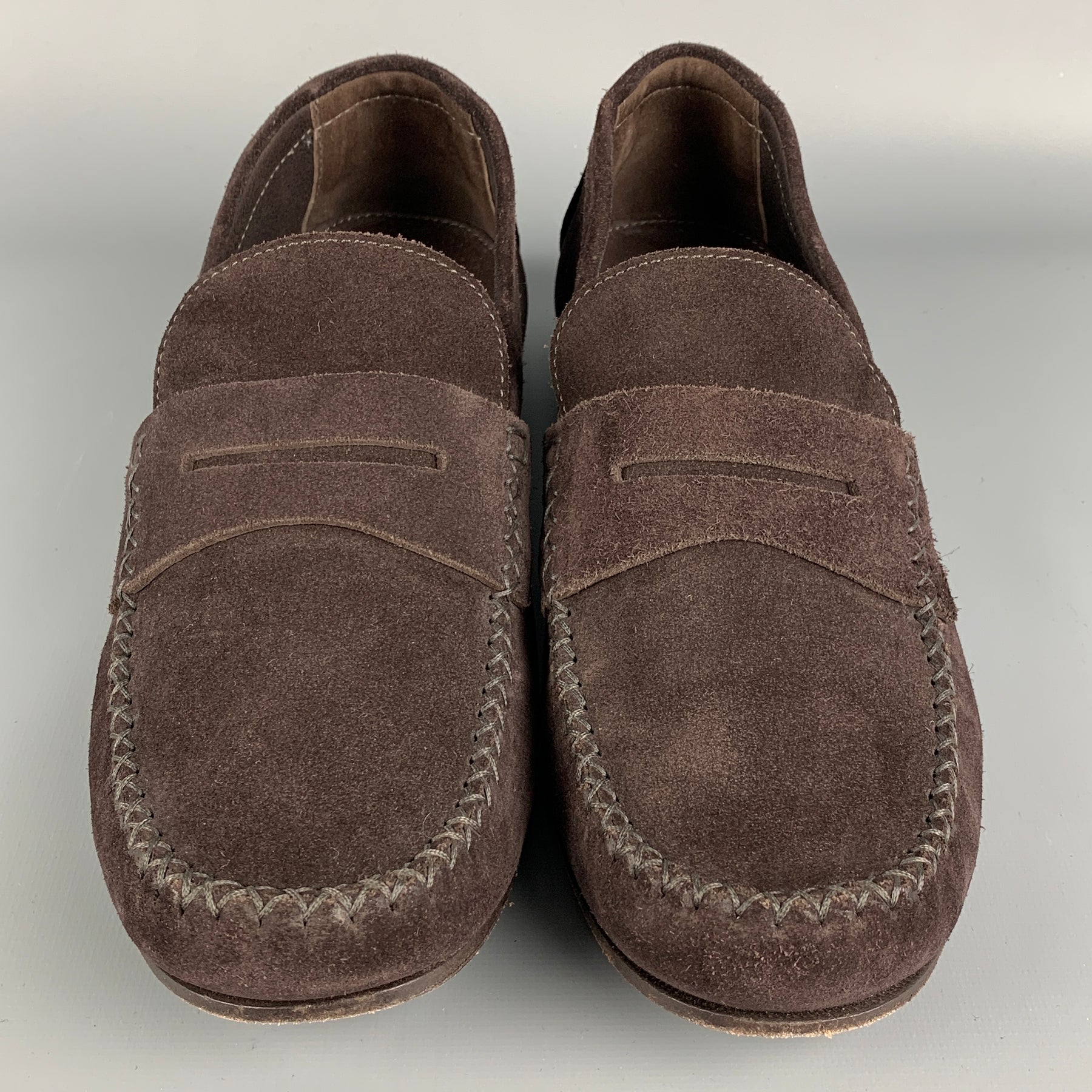 BOTTEGA VENETA Size 10 Brown Suede Penny Loafers – Sui  display picture 1