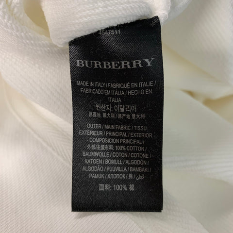 BURBERRY Size L White Solid Cotton Cropped Sweatshirt