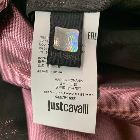 JUST CAVALLI Size S Rose Metallic Polyester Blend Long Sleeve Shirt