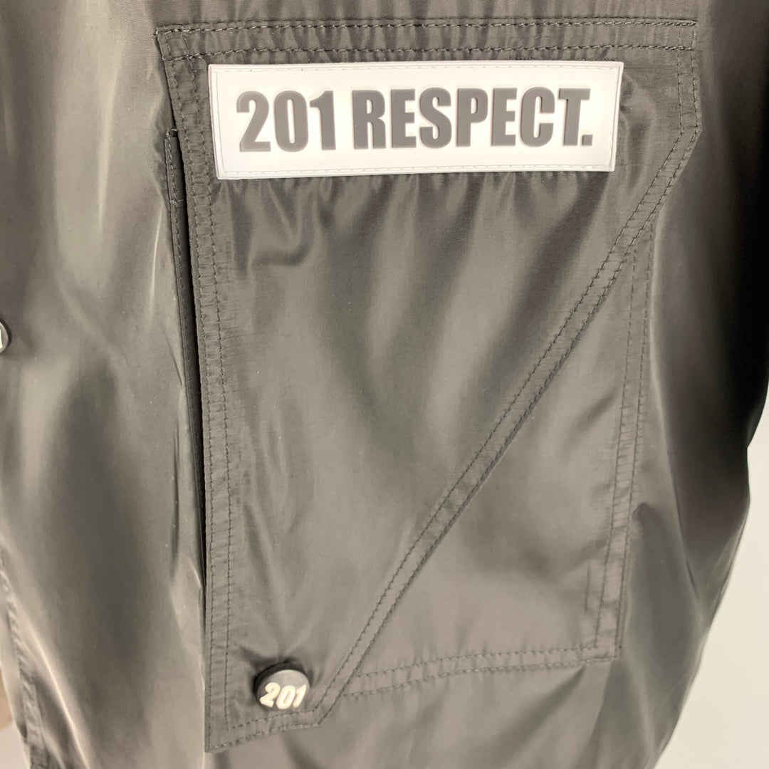 201 RESPECT Size S Black Polyester Windbreaker Coat